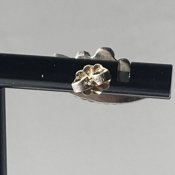 VTG Zuni Sterling Silver 925 Earrings Turquoise MOP Petit Point Native American - Picture 8 of 11